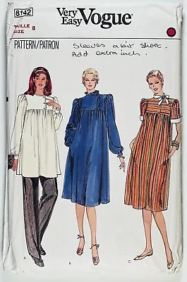 Vintage Sewing Pattern Vogue 8142B Maternity Tunic Dress And Pants Size 8 C.1982 • £8.50