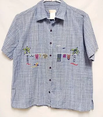 Bobbie Brooks Womens Size XL Button Up Top Embroidered Beach Casual SS VINTAGE • $7.14