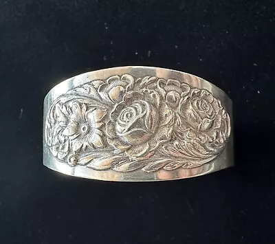 Vintage S Kirk & Son Sterling Silver Womens Wide Cuff Flower Bracelet #9 • $31