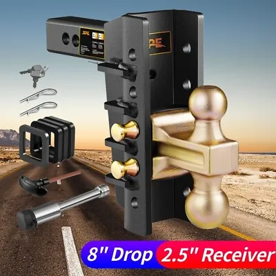 2.5  Receiver 8  Drop Adjustable Towing Hitch Dual Ball Mount Trailer 28000 Lb • $149