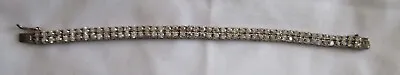 Sterling Silver Double Sparkling CZ Strand Tennis Bracelet Vintage • $35