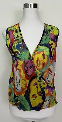 Marilyn Monroe Size Medium Multicolor Crossover Front Face Print Sleeveless Top • $8