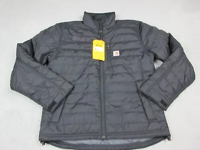 Carhartt Jacket Mens Medium Black Full Zip Puffer Outdoors Rain Defender NEW • $74.85