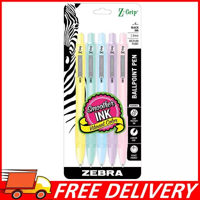 5pk Zebra Pen Z-Grip Pastel Retractable Pen Assorted Medium Point 1.0mm Black • $10