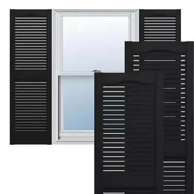 14.5 In. X 36 In. Louvered Vinyl Exterior Shutters Pair In Black • $39.72