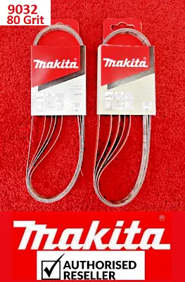 10Pcs Genuine Makita 9mm X 533mm Abrasive Belts For Belt Sander 9032-80 Grit • £15.86