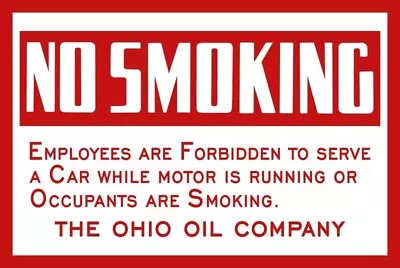 Ohio Oil Co. Marathon No Smoking NEW METAL SIGN: 9x12  & Free Shipping • $19.88