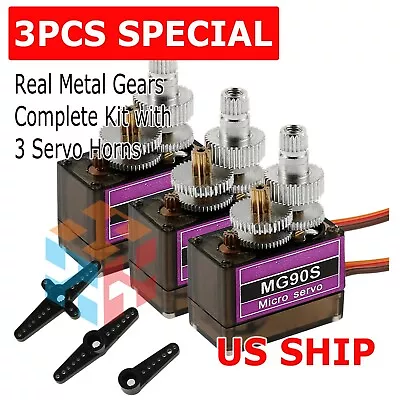 3Pcs MG90S 9g Digital Micro Servo Motor Metal Gear For RC Helicopter Car Racing • $8.95