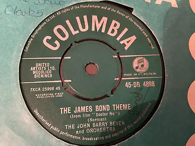 The John Barry Seven : The James Bond Theme  : Uk Columbia 7  Single 1962 • £3.99