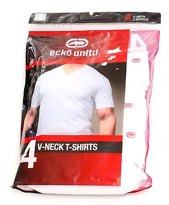 Ecko Unltd. White V Neck Short Sleeve Tee Shirt 4 In Package Men's S • $39.99