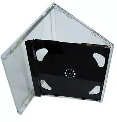 4 Double CD Jewel Case 10.4mm Standard For 2 CDs With Black FOLD-OUT Tray HQ AAA • £8.99