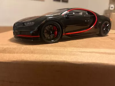 AUTOart 1/18 2017 Bugatti Chiron Nocturne Black With Red Accents RARE MINT • $106