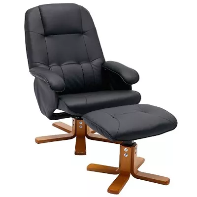 Recliner Chair PU Leather Manual Recliner 360° Swivel With Ottoman Soft Recliner • $182.99