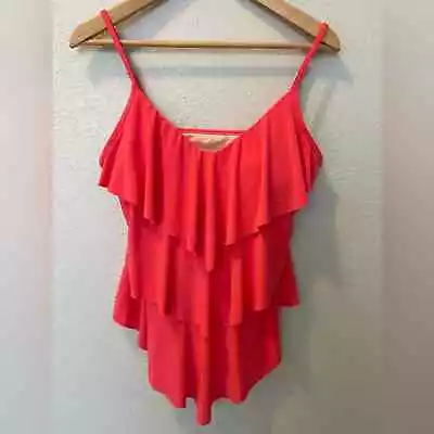 Magicsuit By Miraclesuit Rita Tiered Tankini Top Coral Rose Pink Swim Size 12 • $26