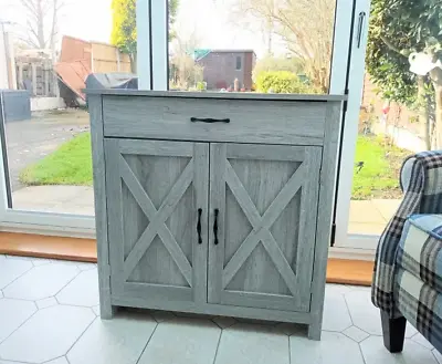 Rustic Grey Sideboard Cabinet Kitchen Spacious Storage Unit Home Organisation • £75.75