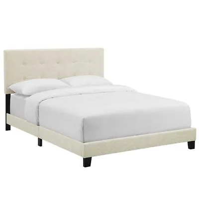Modway Amira Tufted King Panel Bed In Beige • $203.99