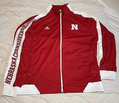 Adidas Nebraska Huskers Track Jacket Adult XXL Red Football NCAA Climalite • $35