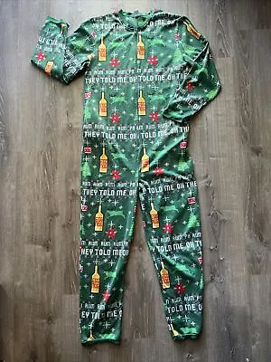 Christmas Pajamas Body Suit Mens Size L Egg Nog With Pockets • $15