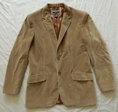 Beige Velvet Smoking Jacket Suit Coat - Medium Lounge Mens 42L Claiborne Vtg • $37.99