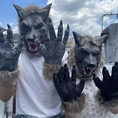 £7.06 • Buy Realistic Latex Wolf Head Mask Plush Halloween Wolf Costume Kids Gift  For Home