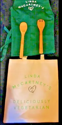 £6.95 • Buy LINDA McCARTNEY APRON SALAD SERVERS KITCHEN CHEF SET VEGETARIAN COOKING UTENSILS