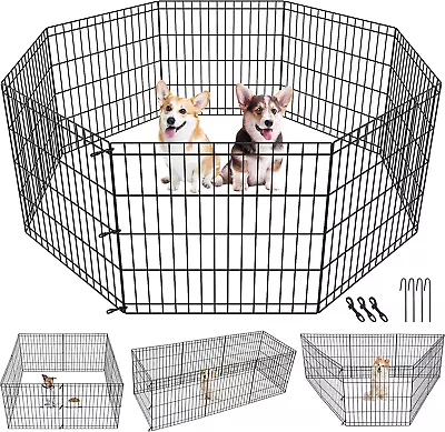 $51.99 • Buy 24/30/36/42/48 Inch Pet Playpen Puppy Playpen Dog Exercise Pen Indoor Outdoor Fo