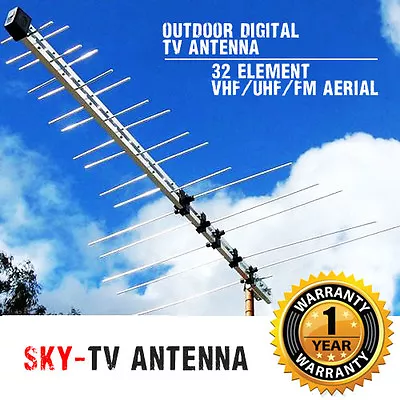 New TV Antenna 32 Element Log Periodic Outdoor UHF VHF FM HDTV Digital Aerial • $36.90