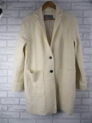 Zara Basic Womens Coat Jacket Off White/ Cream S 10 Button Front Pockets • $45