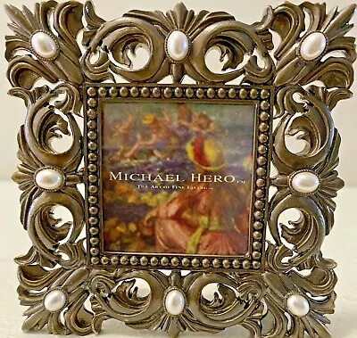 MICHAEL HERO The Art Of Fine Living Decorative Jeweled Square 4* Picture Frame • $87.95