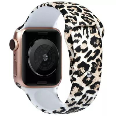 $11.99 • Buy For Apple Watch 6 5 4 3 2 38 42 40 44mm Deluxe Soft Silicone Leopard Band Strap