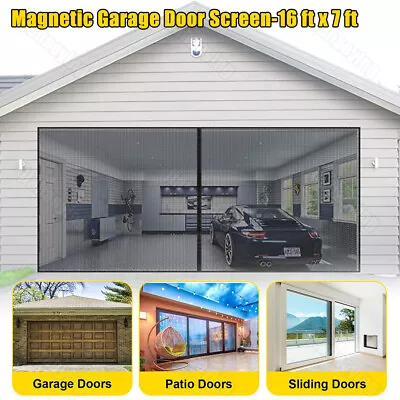 Magnetic Garage Door Screen Fiberglass Garage Screen Cover Garage Door Curtain • $27.99