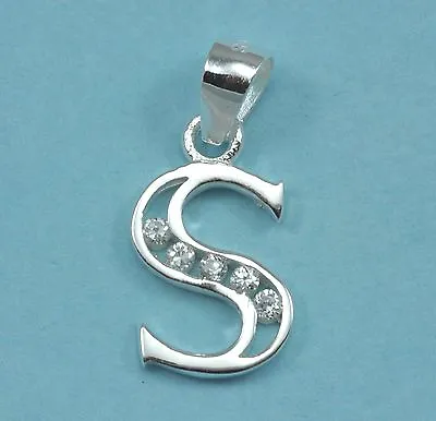 Sterling Silver CZ Crystal Alphabet Letters Genuine 925 Initials Charm Pendants  • £8.39