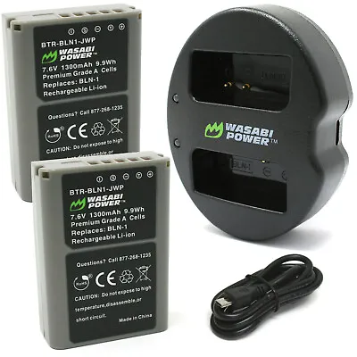 $26.99 • Buy Wasabi Power Battery (2-Pack) And Dual Charger For Olympus BLN-1, BCN-1