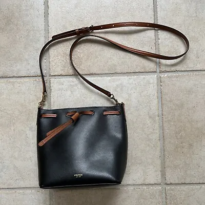 $79 • Buy As New Oroton Harriet  Small Cross Body Bucket Bag Black Leather RRP $229