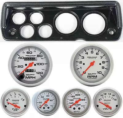 70-76 Mopar A Body Carbon Dash Carrier Auto Meter Ultra Lite Mechanical Gauges • $989.95