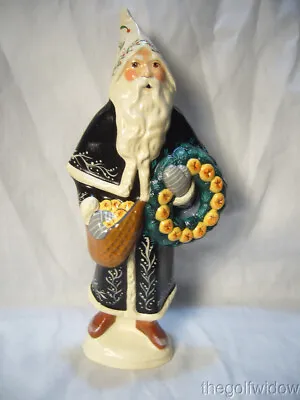 $249.99 • Buy Vaillancourt Folk Art Pointy In Black Father Christmas Signed By Judi 