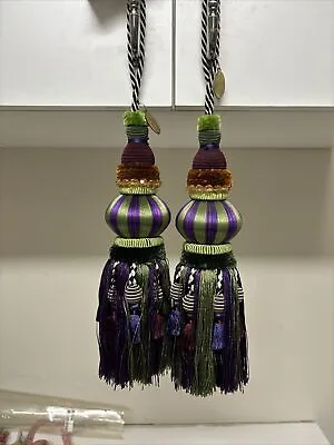 2 Mackenzie Childs Bibelot Tassels Peacock-moss Nwt In Original Packaging • $240