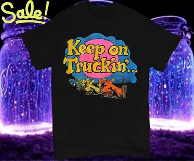 Vtg 1970s Keep On Truckin Iron On Shirt Black Cotton Size S-3XL T-Shirt For Fans • $9.99