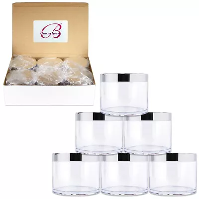 4oz/120g/120ml High Quality Acrylic Container Jars - Clear With SilverLid • $8.59