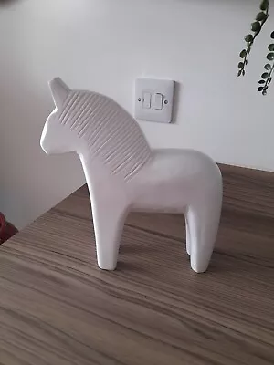 Wooden Dala Horse IKEA White Large Sweedish  • £18