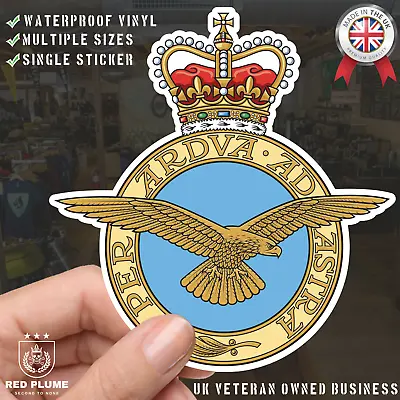 Royal Air Force (RAF) Badge Decal - Waterproof Vinyl - Queen's Crown • £3