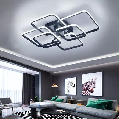 Modern Chandelier LED Lamp Black Frame Ceiling Light Living Room Pendant Lights • £39.99