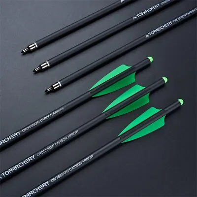 12PK 16 Inch Archery Hunting Carbon Arrows Bolts With Half Moon Nocks OD8.8mm • $37.21