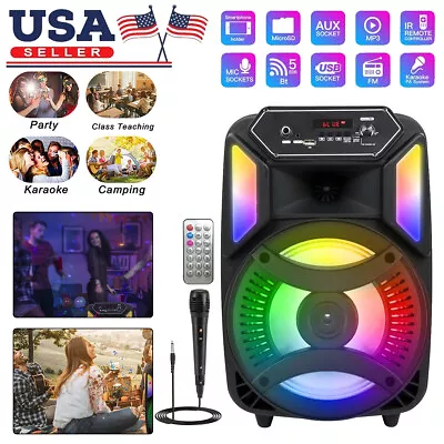 1000W Portable Bluetooth Speaker Party 8 Inch Stereo Sound System FM Remote AUX • $34.99