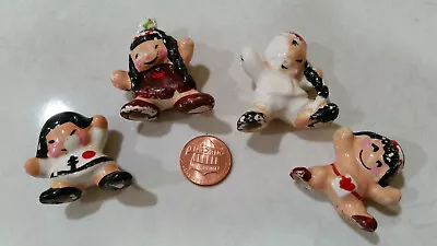 Vintage RARE !! Mini SUMO Wrestler Lot Of 4  Porcelain Ceramic Figurine Japan • $19.99