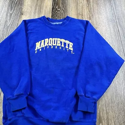 Vintage Marquette Sweatshirt Mens M Blue University Golden Eagles Logo Sweater • $29.96