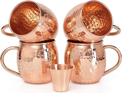 100% Pure Copper Hammered Cup Moscow Mule Set Of 4 Beer Vodka Wine Mugs Set • $34.20
