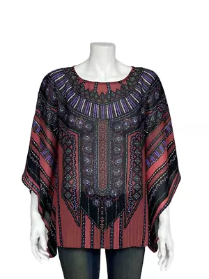 Bob Mackie Wearable Art Sz Small Chiffon Kimono Tunic Kaftan Top • $18.75