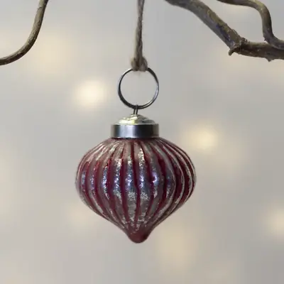 Red Silver Glitter Onion Bauble Red Christmas Tree Jewel Coloured Bauble • £4.50
