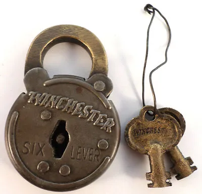 Winchester Old Looking 6 Lever Lock Steel Case 2 Keys Antique Finish • $48.99